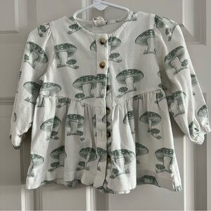 Kate Quinn Green and White Mushroom Button Down Shirt